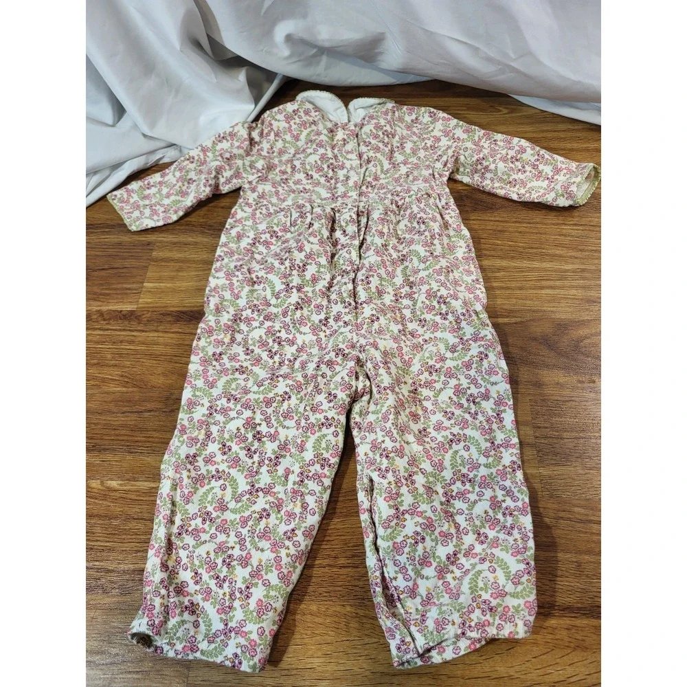Vintage Gymboree Lightweight Corduroy Floral Romper Size 24 M
